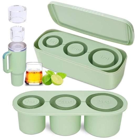 Chill Cubes: Ice Tray for Stanley Tumblers with Lid and Bin