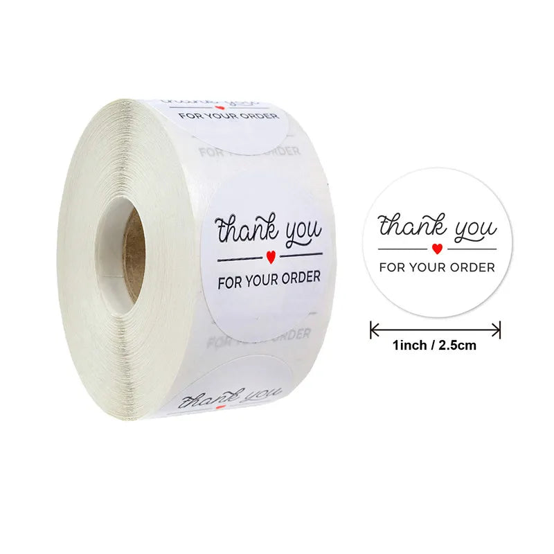 500pcs Round Kraft Paper Thank You Stickers for Gifts & Packaging