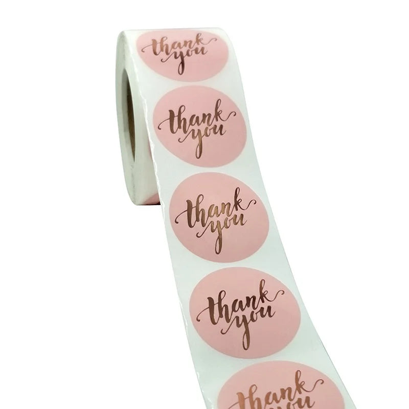 500pcs Round Kraft Paper Thank You Stickers for Gifts & Packaging