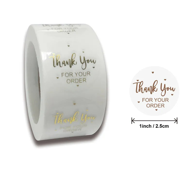 500pcs Round Kraft Paper Thank You Stickers for Gifts & Packaging