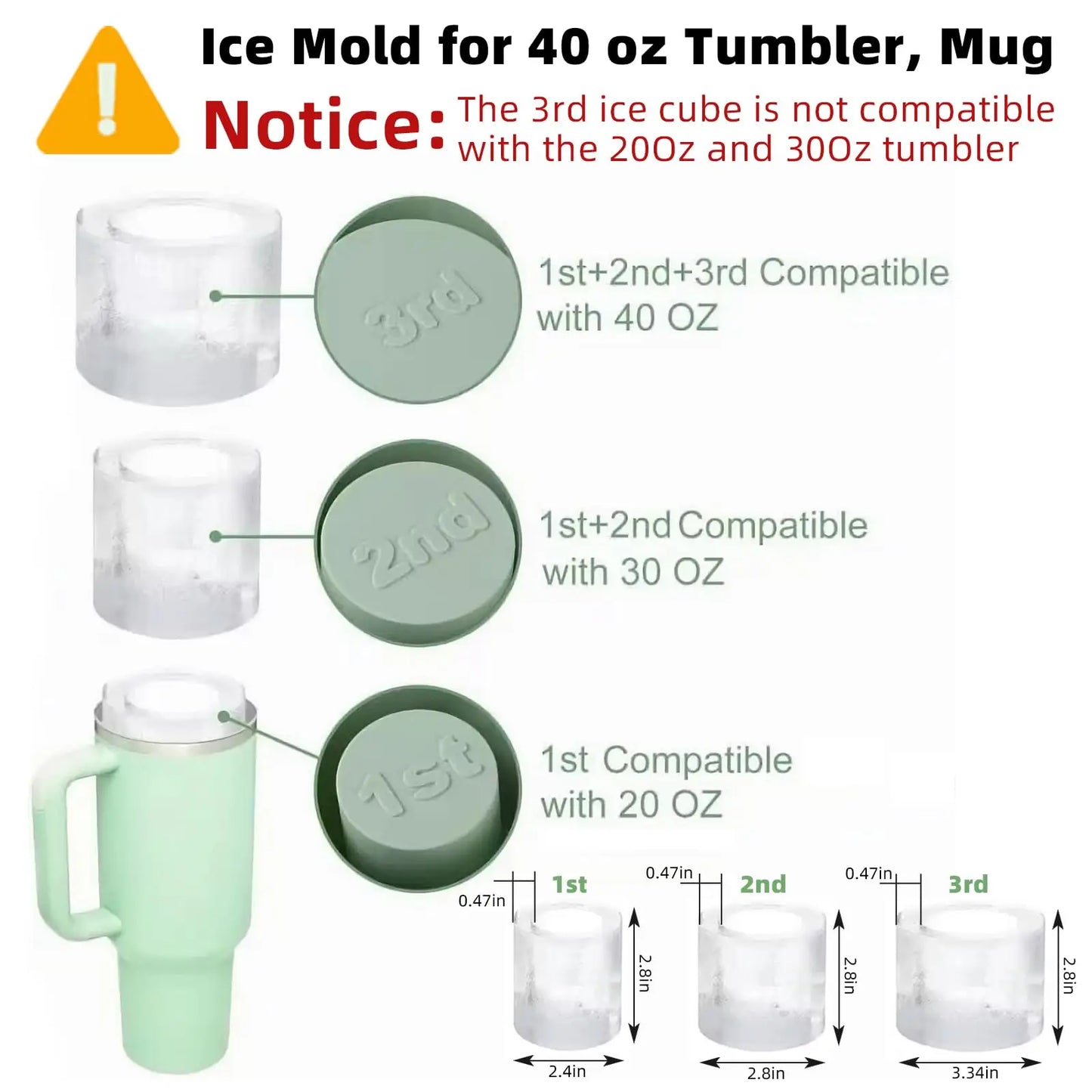 Chill Cubes: Ice Tray for Stanley Tumblers with Lid and Bin