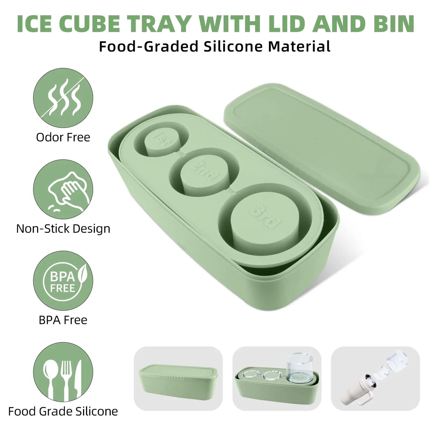 Chill Cubes: Ice Tray for Stanley Tumblers with Lid and Bin