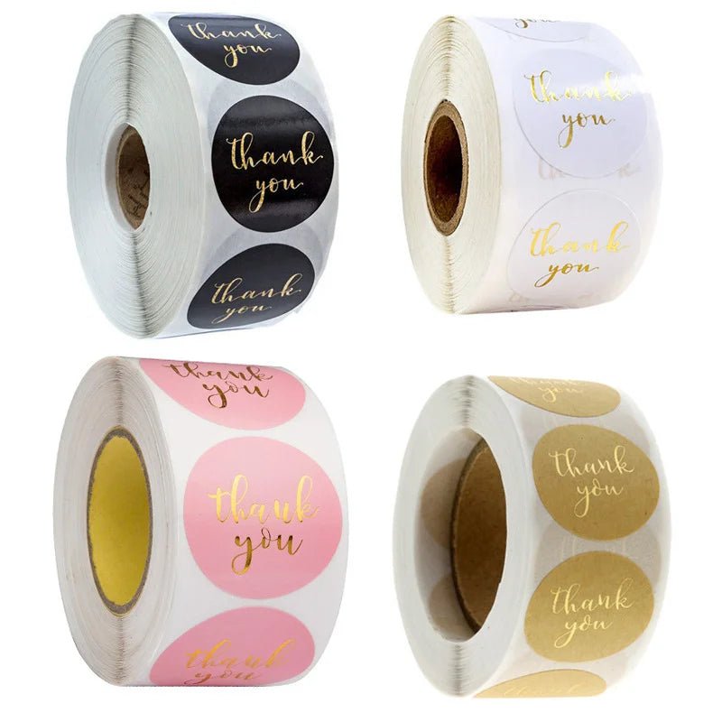 500pcs Round Kraft Paper Thank You Stickers for Gifts & Packaging