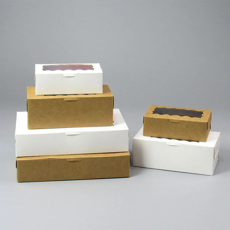 20Pcs White Cookie Cake Boxes with Lid and Window – Ideal for Pies, Donuts, and Wedding Treats