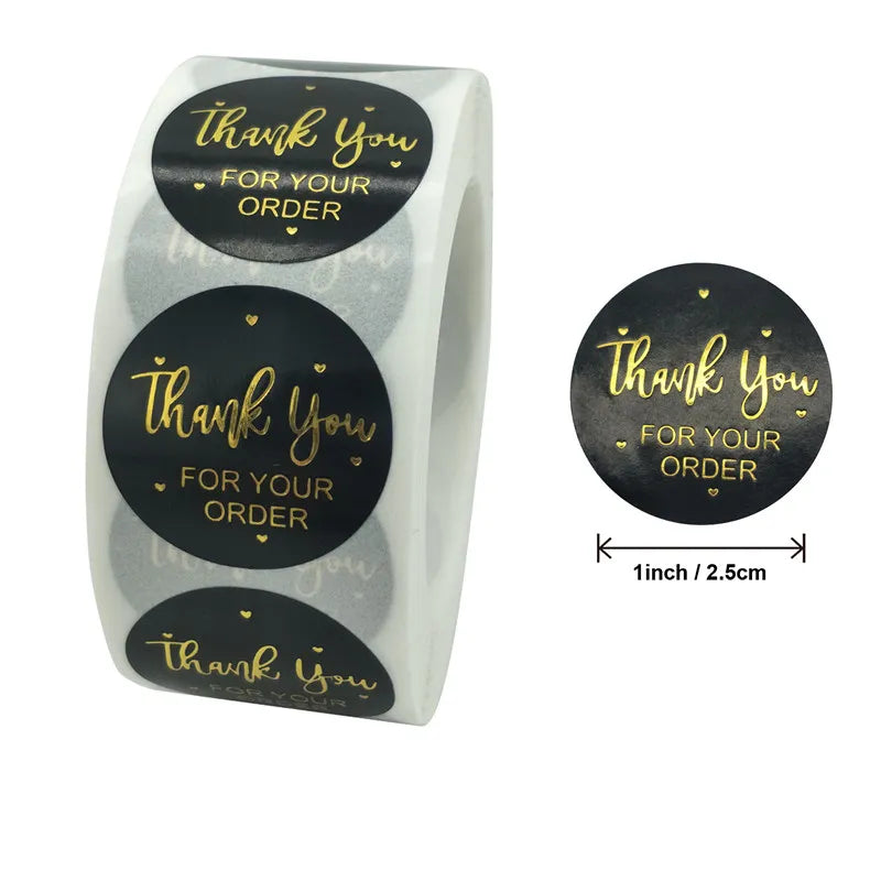 500pcs Round Kraft Paper Thank You Stickers for Gifts & Packaging