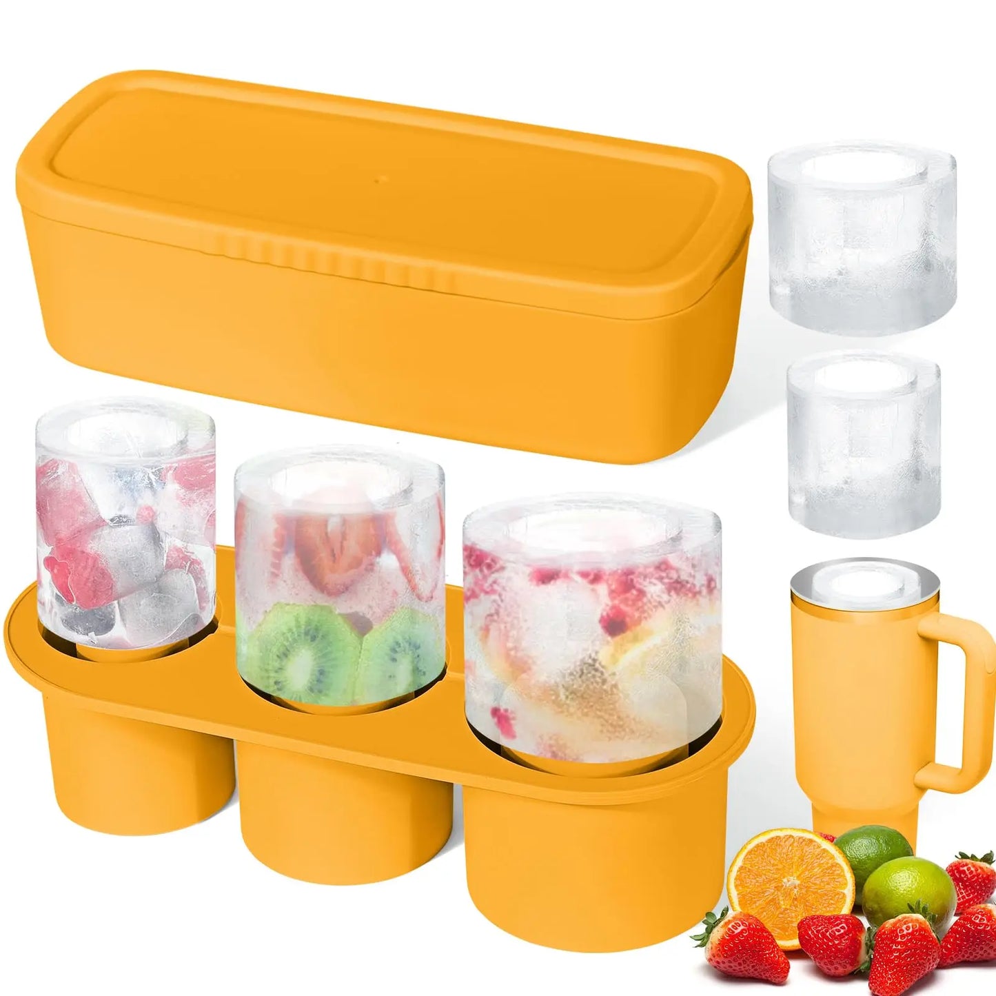 Chill Cubes: Ice Tray for Stanley Tumblers with Lid and Bin